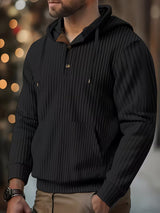 Colman – Elegantes Sweatshirt Mit Kapuze Und Struktur – Schwarz