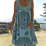 Paduch – Lässiges ärmelloses Sommer Kleid Mit Drucken – Armeegrün