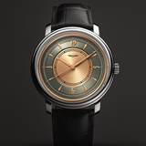 AurexTime – Klassische Lederuhr Mit Zweifarbigem Goldenem Zifferblatt – Kupfer Delta