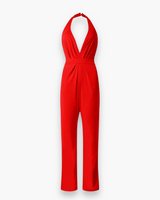 Damen Stilvoll Tief Schnitt Jumpsuit | Elegante – Rot