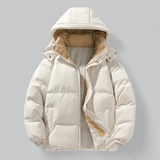 Herren-Pufferjacke mit Kapuze | winterausrichtung – Beige