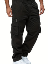Cargo Hose Herren Weit Geschnitten | Mit Taschen und Kordelzug – Schwarz