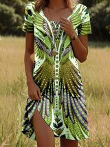 JULIA – Lebhaftes Kleid im Bohemian-Stil – Grün