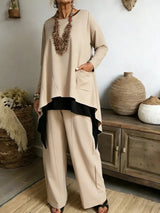 Naelia - Elegantes Zweiteiliges Set – Aprikose