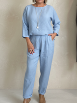 Lurei - Zweiteiliges Premium-Set aus Leinen – Blau