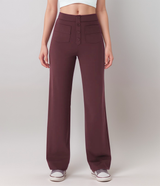 Nina | Elastische Hose mit hoher Taille – Bordeauxrot