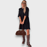 Georgina – Luftiges Midi-Kleid – Schwarz