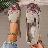 Martine – Atmungsaktive Strick Schuhe Mit Blumenstickerei – Burgund