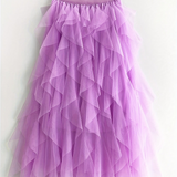 Damenrock Elegante Mehrlagige Volant Romantisches Festkleid – Lila