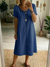 Josslyn - Kurzärmeliges Midikleid – Blau