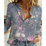 Freesia – Bluse mit Blumenmuster – Grau