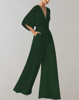 Melanie | Lässiger Jumpsuit mit weiten Beinen – Grün