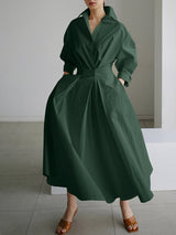 Henley | Drapiert Maxikleid – Armee Grün