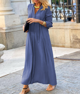 Leona - Damen Bequemes Maxikleid – Blau