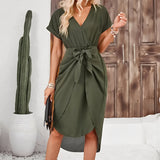 Josephine - Stilvolles Midikleid – Dunkelgrün