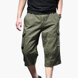 Herren 3/4 Hose mit Taschen aus leichtem Stoff für Sommer – Grün