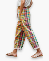 Damen Bequeme Karohose | Vintage Stoffhose – Mehrfarbig