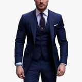 Dreiteiliger Herrenanzug mit maßgeschneidertem Blazer mit langen Ärmeln – Blau