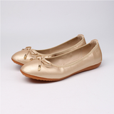 Melyssa - flache Damenschuhe mit Schleife – Gold
