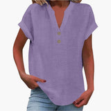 Damen Bluse mit V-Ausschnitt und kurzen Ärmeln – Lila 1