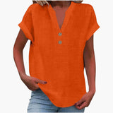 Damen Bluse mit V-Ausschnitt und kurzen Ärmeln für Frühling – Orange 2