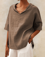 Marsica – Luftige Leinen Bluse Mit Lockerer Passform – Khaki
