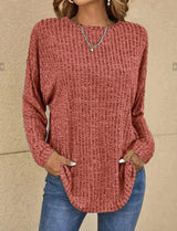Eleganter mischpullover – mit weitem rundhalsausschnitt und langen armeln – Bordeaux