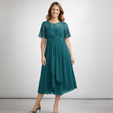 Floraine - Schickes Damenkleid – Blaugrün