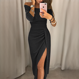 Cristy - Schickes schulterfreies Damenkleid – Schwarz