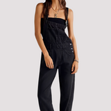 Sophie - Lässiger, locker sitzender Jeans-Jumpsuit für Damen – Schwarz