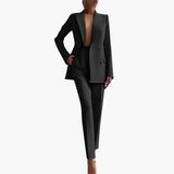 Elegantes Damen Blazer-Ensemble - Taillierter Schnitt mit Hose – Schwarz