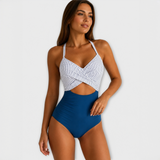 Piera - Eleganter und stilvoller Einteiler-Badeanzug – Blau