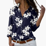 Sommer Top für Damen mit Blumenprint - Lässig & Modern – Marineblau