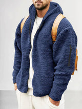 Kapuzenjacke aus Thermofleece - DAVIS – Marineblau