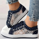 Lotte | Elegante Damen-Sneaker mit floralen Details – Dunkelblau | Offen