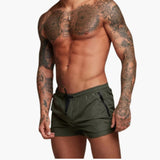 Herren Badeshorts mit Kordelzug und Seitentaschen mit Reißverschluss – Armeegrün