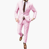 Herren Anzug zweiteilig mit Reverskragen und Slim Fit Hose – Rosa