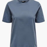 Damen T-Shirt mit Rundhals und kurzen Ärmeln aus Leichtstoff – Blau