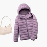 Ultraleichte Daunenjacke mit Kapuze für Damen – Hellviolett