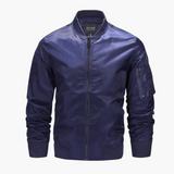 Herren Bomberjacke mit Reißverschluss und Ärmeltasche – Indigo