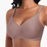 Nahtloser Damen BH ohne Bügel mit verstellbaren Trägern – Braun-vordere Welle