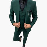 Slim Fit Anzug Set - Herrenanzug 3-teilig für Abendmode – Dunkelgrün