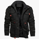 Multi-Pocket Militärjacke für Herren – Schwarz