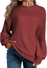 Neva - Damen-Strickpullover – Weicher Oversize-Pullover im Minimalistischen Stil – Weinrot
