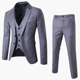 Herren Anzug dreiteilig mit Ein-Knopf Blazer und Weste – Grau