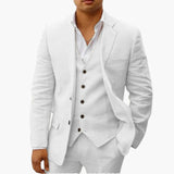 Herren Sommeranzug dreiteilig mit Weste Jacke und Hose – Weiß