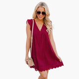 Sommerkleid Damen - Freizeitkleid mit praktischen Taschen – Rot