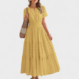 Maura - Sommerliches Maxikleid Mit kurzen Ärmeln – Gelb