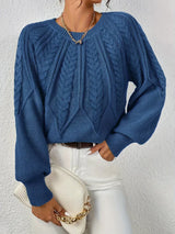 SAVINA – Strickweste mit floralem Muster – Blau