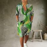 Tialora - Soft-Touch V-Ausschnitt-Kleid – Grün
